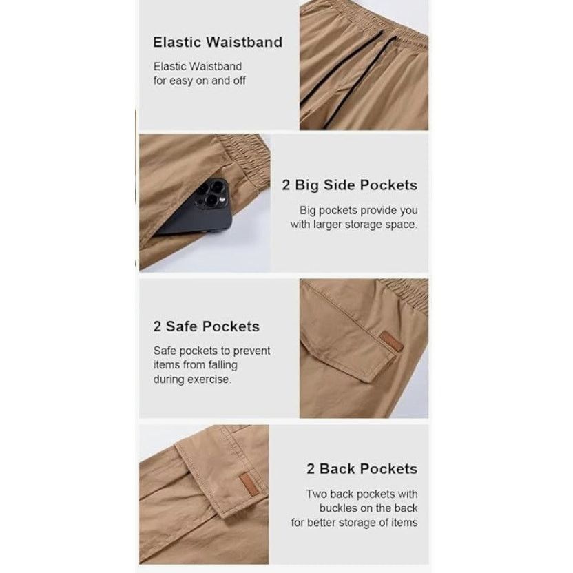 The Unbranded Brand Mens Cargo Shorts Elastic Drawstring with 6 Pockets 42 Beige Size US 42 / EU 58 - 4 Thumbnail