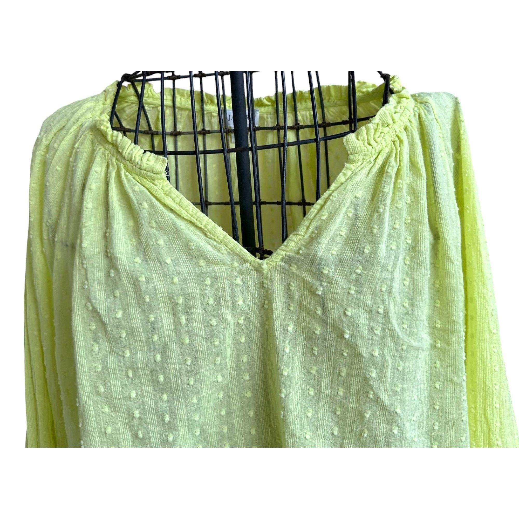 Designer J Crew Blouse XL Yellow Swiss Dot V Neck Long Dolman Style S Size XL / US 12-14 / IT 48-50 - 2 Thumbnail