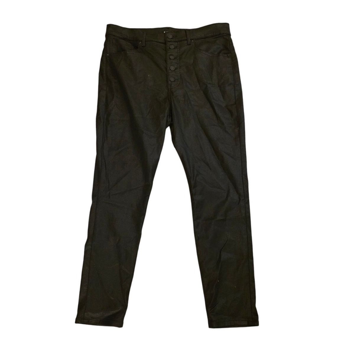 Express Express Black Shiny Skinny High Rise Pants - 14R Size 36" / US 14 / IT 50 - 1 Thumbnail