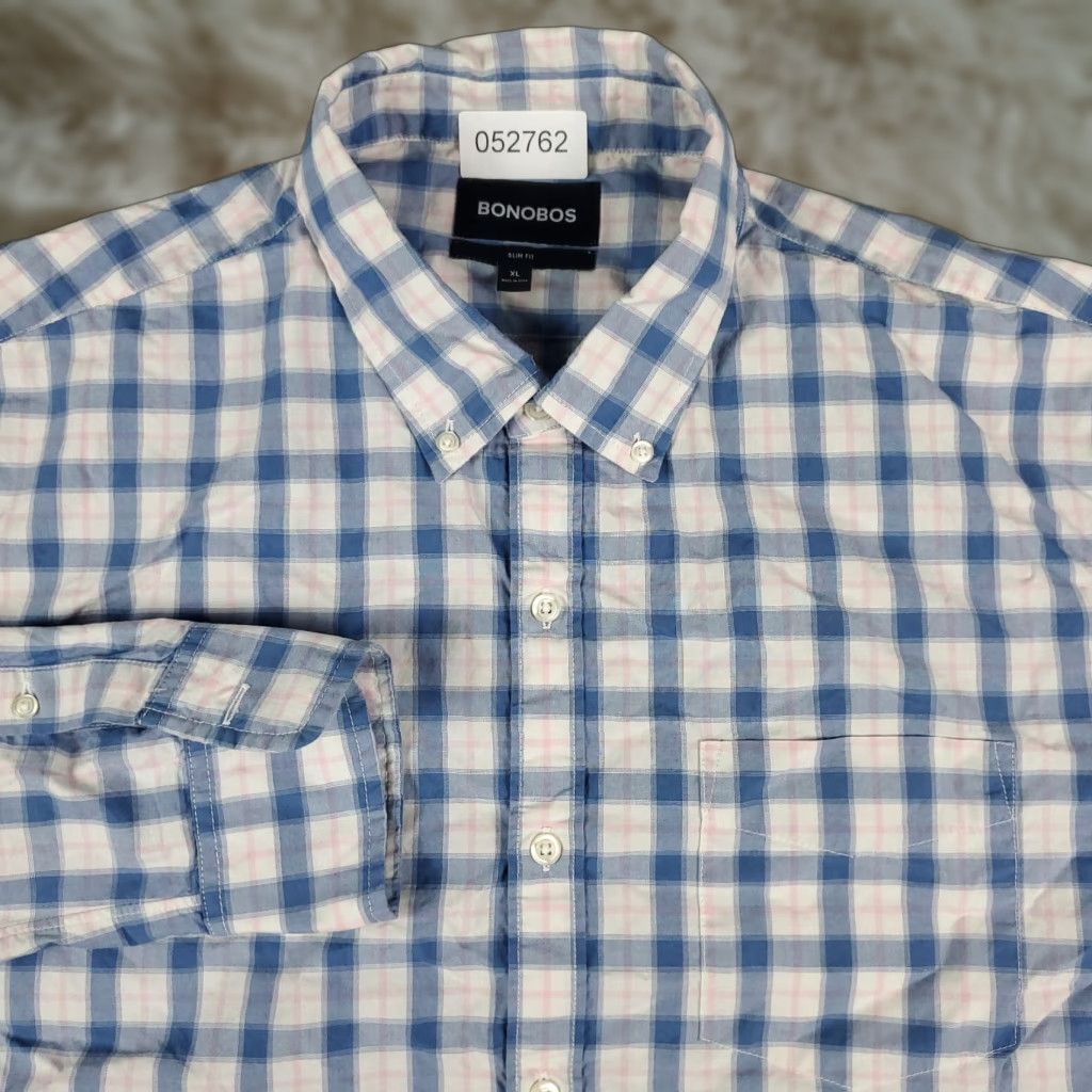 Bonobos Bonobos Shirt Mens XL Blue Plaid Slim Fit Button Up Long Sleeve Size US XL / EU 56 / 4 - 1 Thumbnail