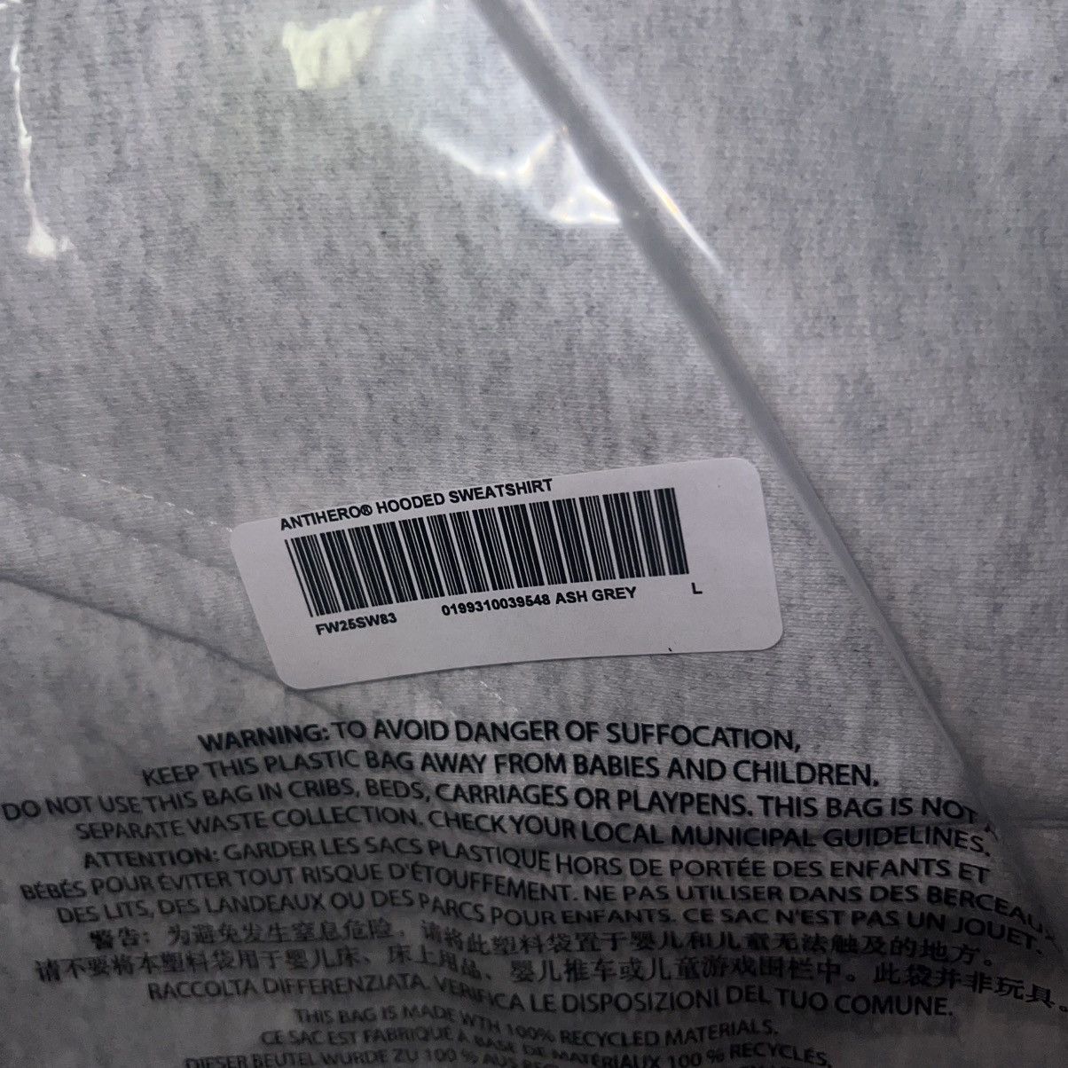 Supreme Supreme Antihero IBCA Hooded Sweatshirt Ash Grey Size: Large Size US L / EU 52-54 / 3 - 6 Thumbnail