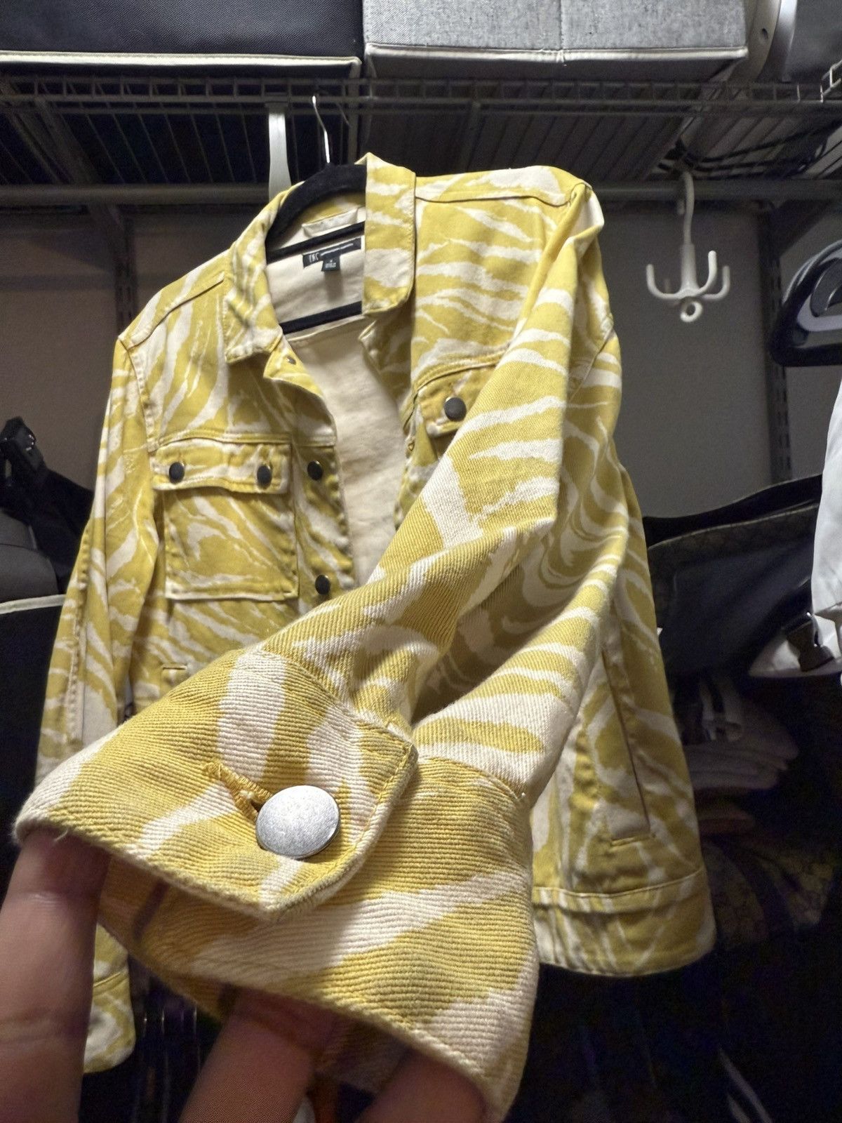I.N.C Yellow Zebra Print Denim Trucker Jacket Size US S / EU 44-46 / 1 - 5 Thumbnail