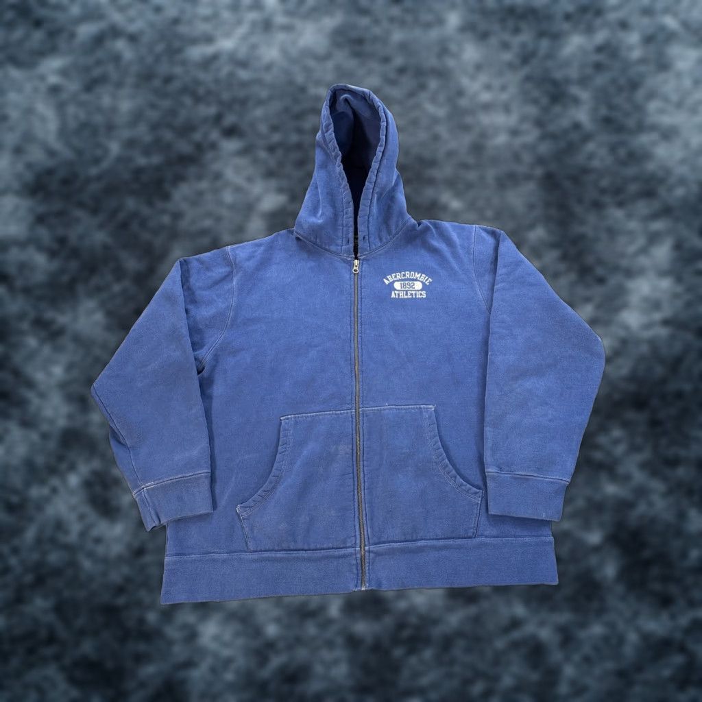 Abercrombie & Fitch VINTAGE Abercrombie & Fitch Hoodie Mens XL Blue Athletics Full Zip 90s Hooded Heavyweight Pockets Size US XL / EU 56 / 4 - 1 Thumbnail