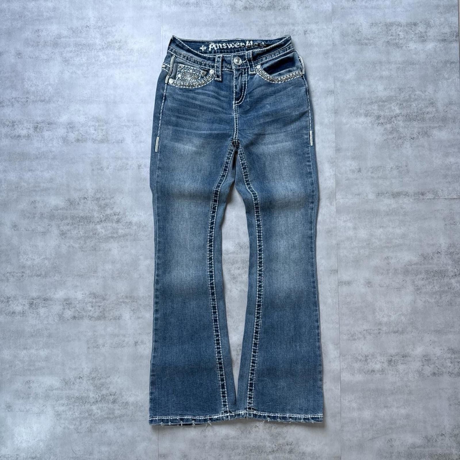 Other Y2K Answer Me Embroidered Low rise Flared Jeans denim Size 25" / US 0 / IT 36 - 5 Thumbnail