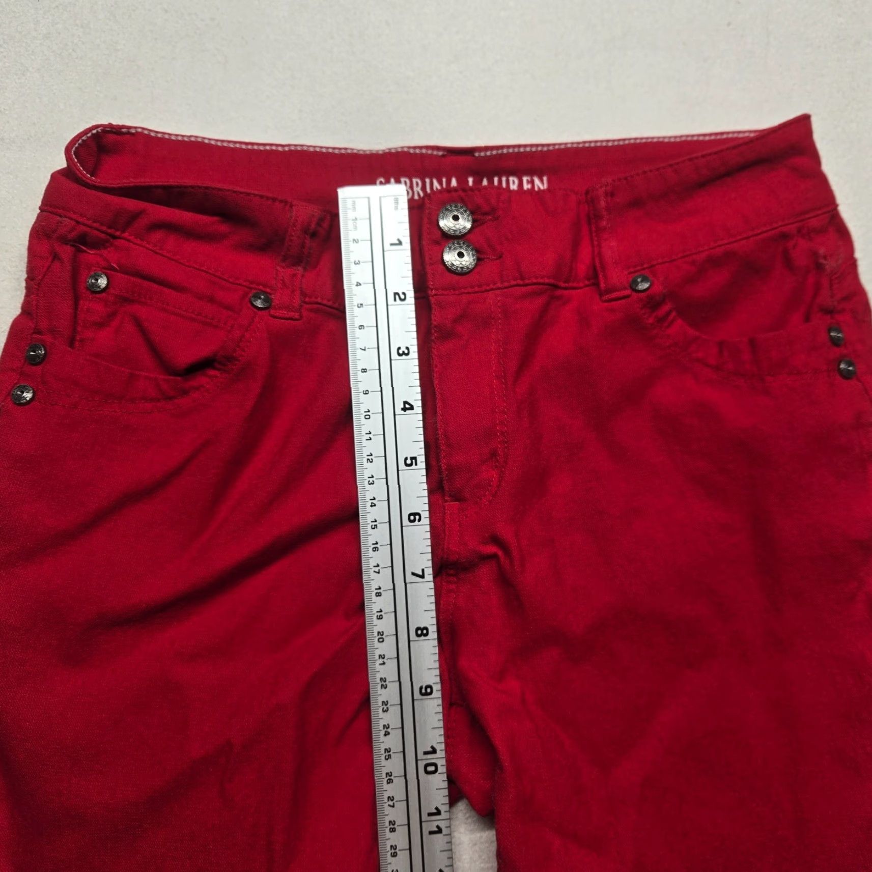 Vintage Sabrina Lauren Women's Cropped Pants Size 12 Red Straight Stretch Casual Summer Fall Size 34" / US 12 / IT 48 - 5 Thumbnail