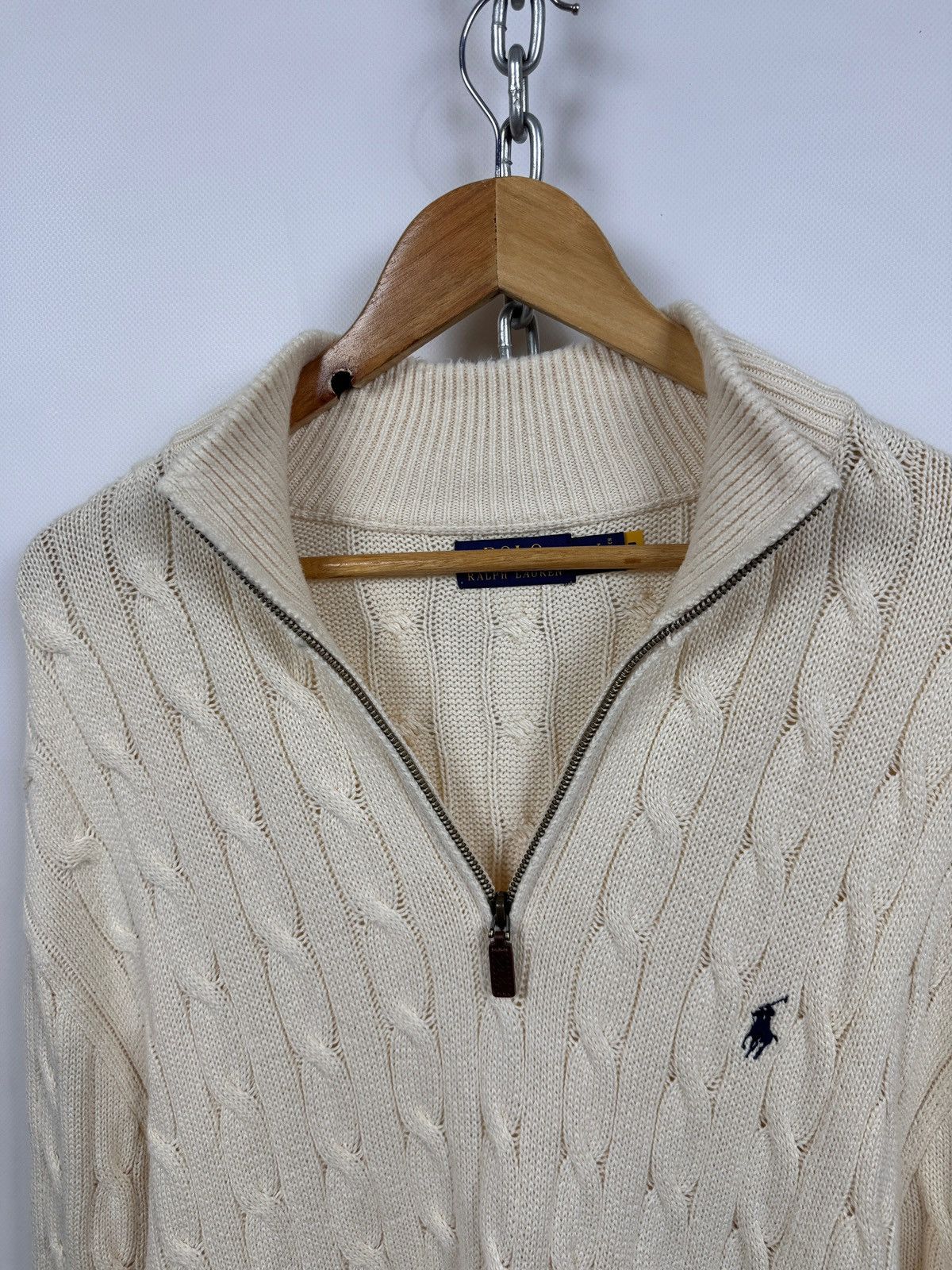 Polo Ralph Lauren Polo Ralph Lauren Cable Knit Quarter Zip Mock Neck Sweater Size US XXL / EU 58 / 5 - 15 Thumbnail