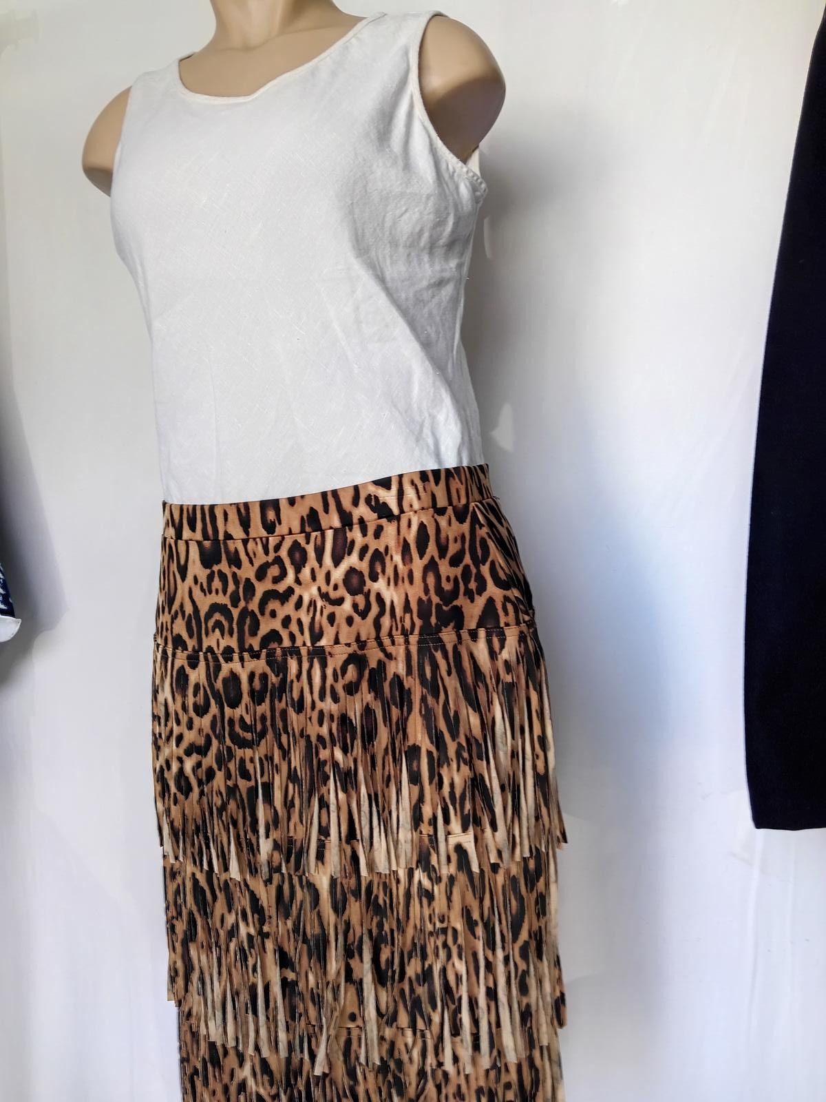 Chicos Chico's Leopard Print Fringe Skirt - Size 1 Size 28" / US 6 / IT 42 - 2 Thumbnail