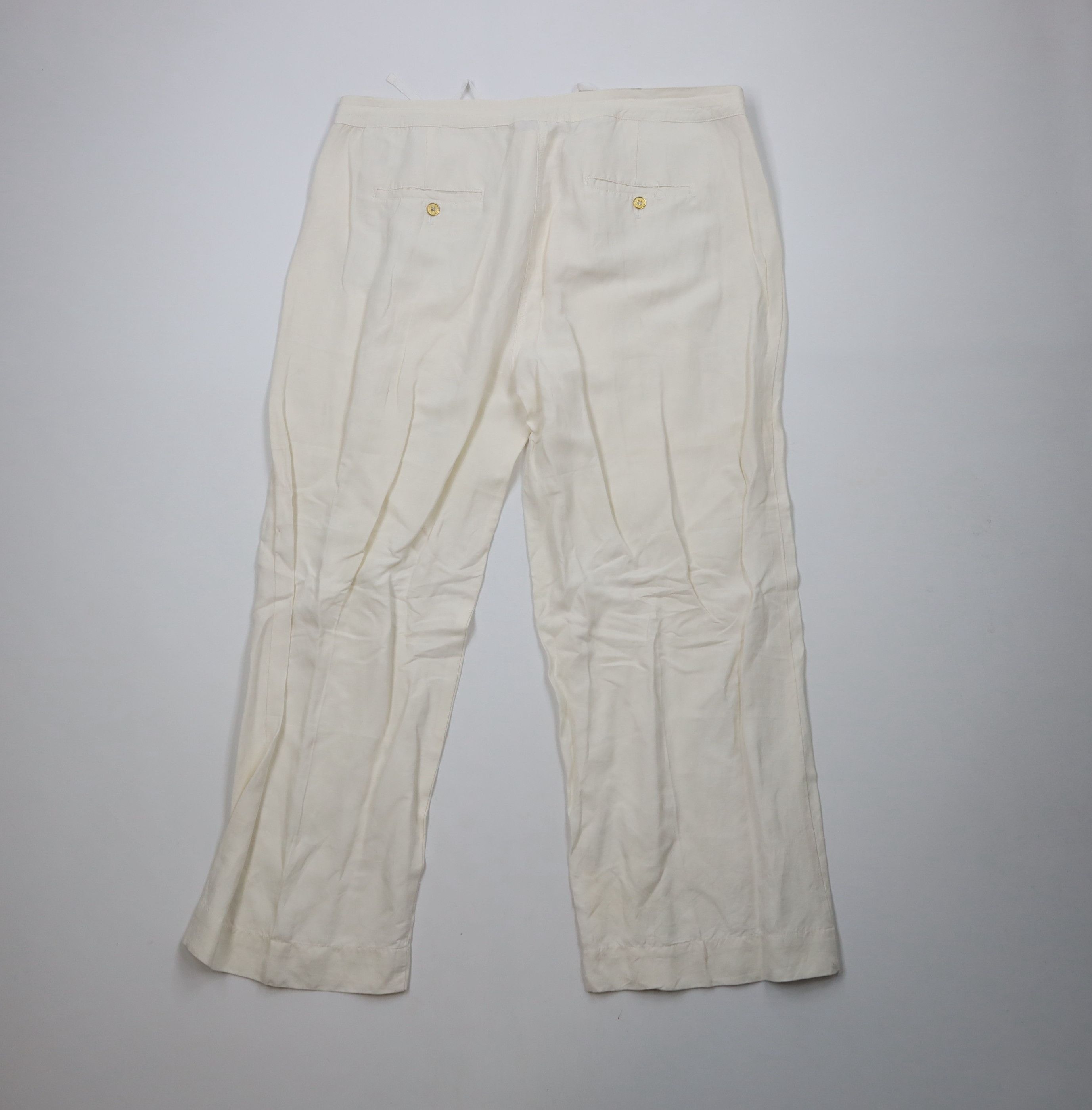 Vintage Vintage 90s Streetwear Silk Linen Wide Leg Harem Pants Cream Size 40" / US 18 - 8 Thumbnail