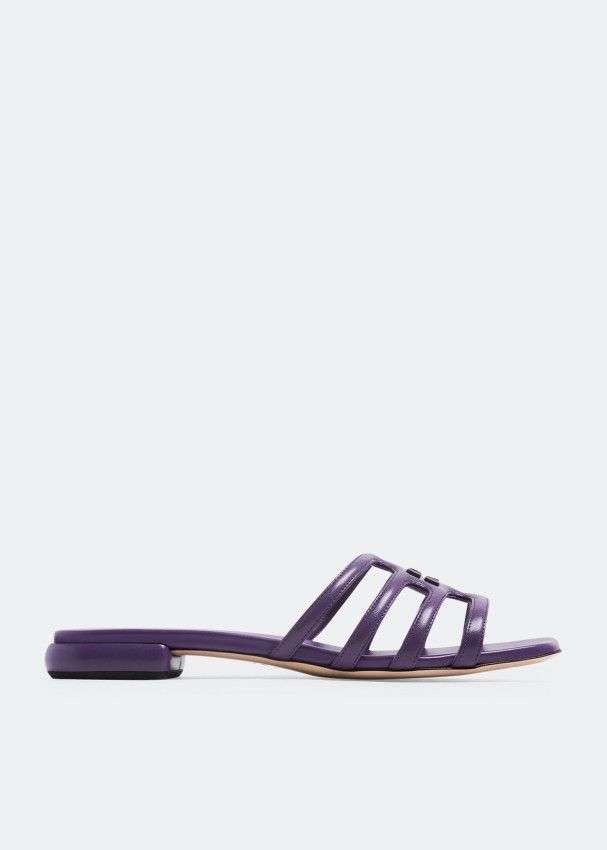 Miu Miu o1la1rc1a0724 Leather Sandals in Blue Size US 9 / IT 39 - 2 Thumbnail