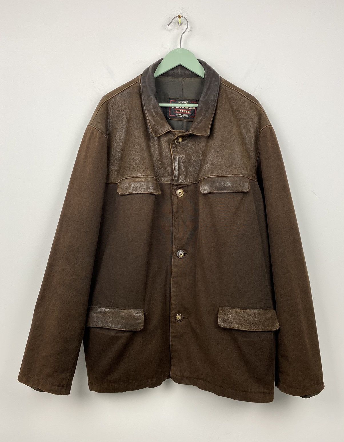 Chevignon Vintage Chevignon Cotton Leather Jacket Schott Western Size US XL / EU 56 / 4 - 1 Thumbnail