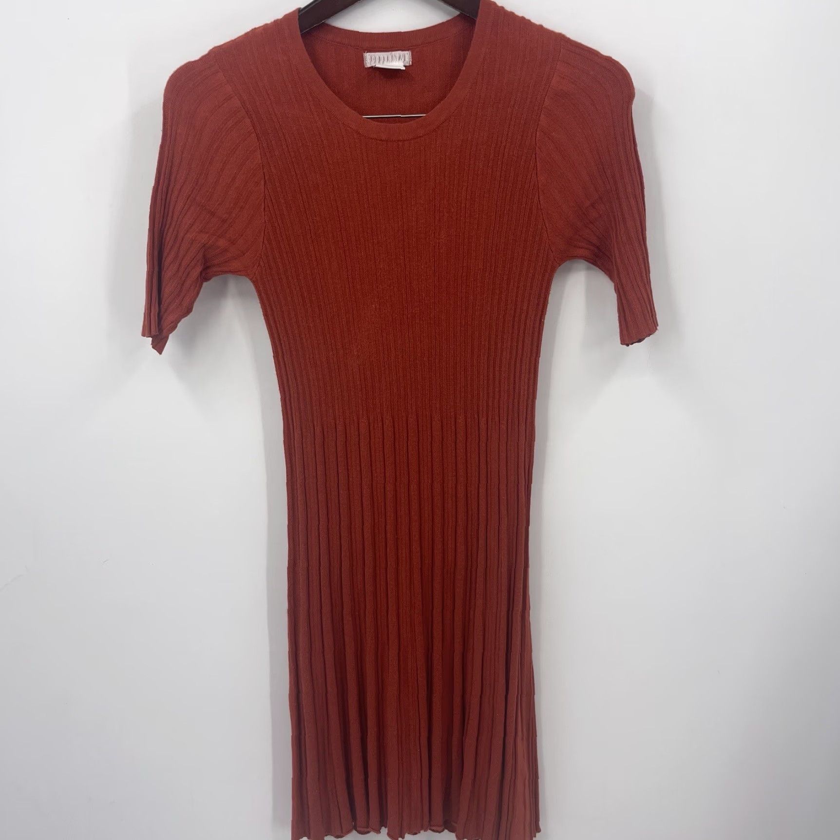 Vintage Cooperative Dress Women's XS Red Cotton Knit Short Sleeve High Neck Mini Casual Party Womens Size 26" / US 2 / IT 38 - 2 Thumbnail