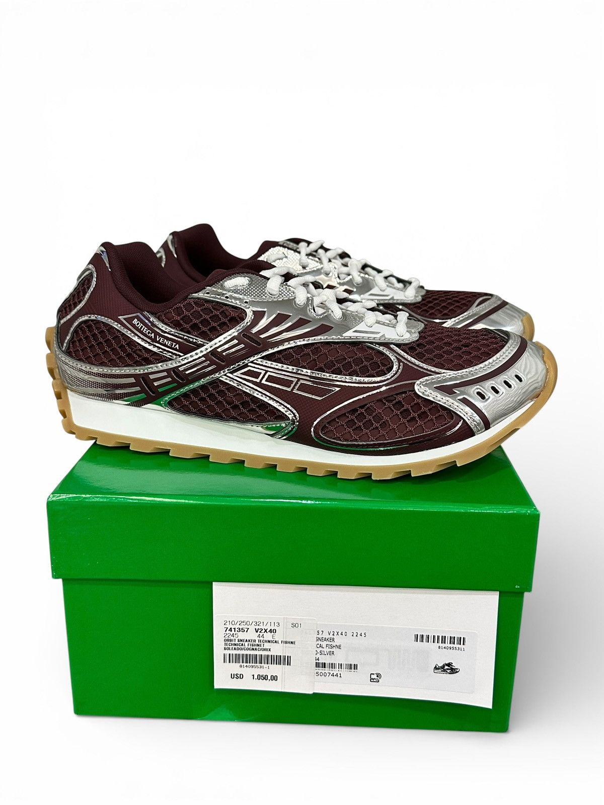 Bottega Veneta Bottega Burgundy Silver Orbits Sneakers Size US 11 / EU 44 - 1 Thumbnail