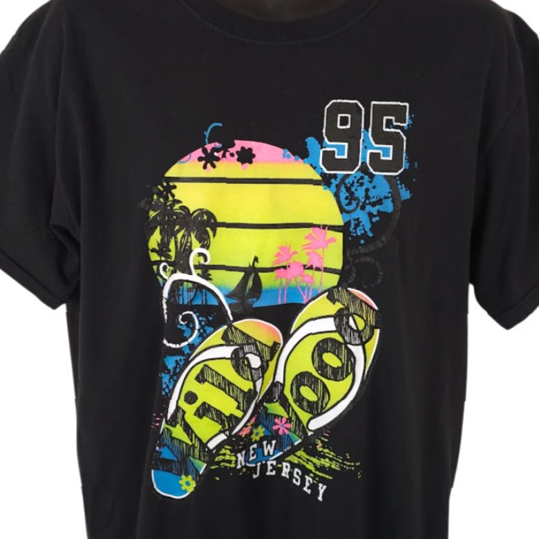 Jerzees VINTAGE Wildwood New Jersey T Shirt Mens Large Black Beach Palm Trees Sailboat Size US L / EU 52-54 / 3 - 2 Thumbnail