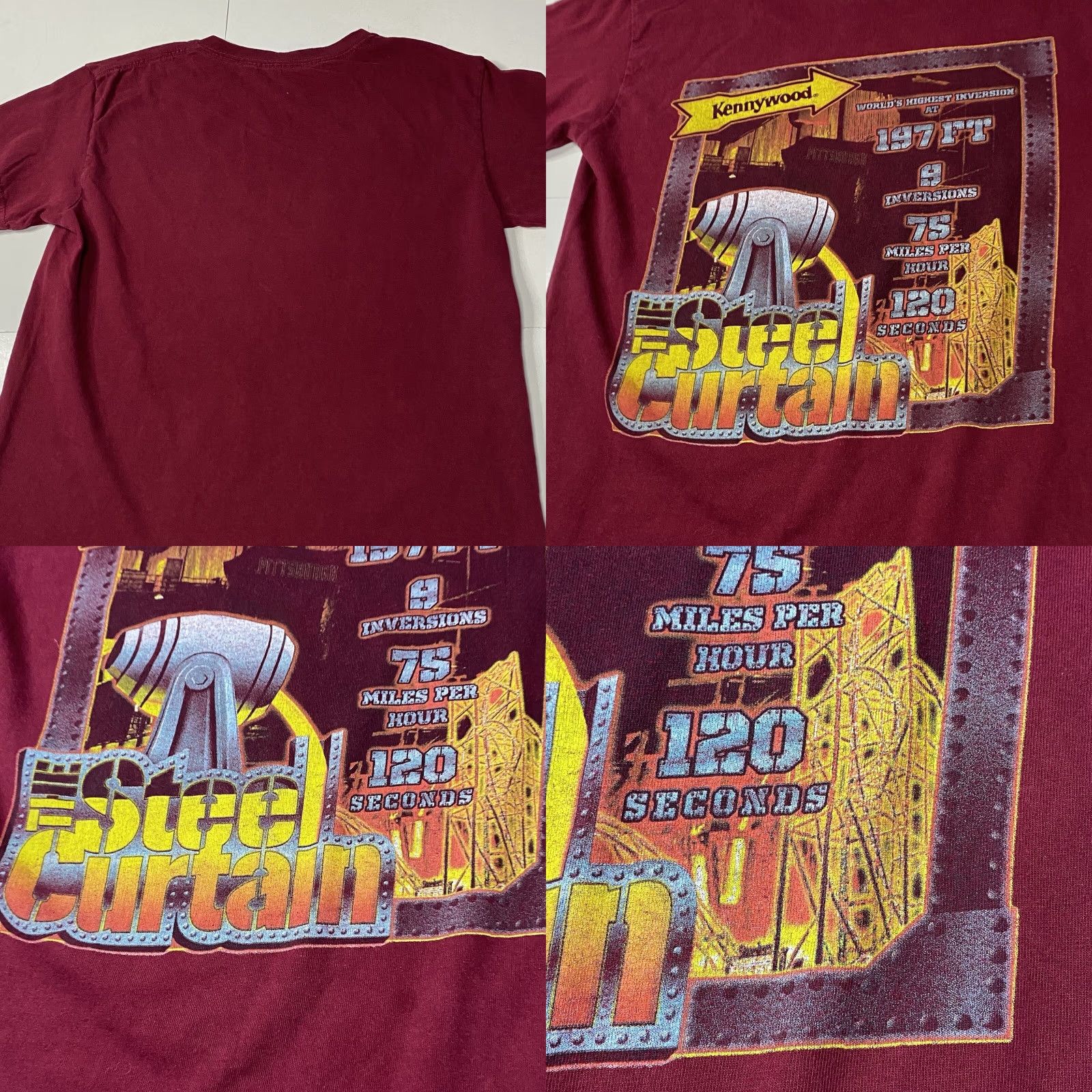 Vintage VTG Unbranded T-Shirt Pittsburgh Pa Kennywood Park Rollercoaster Shirt Adult S Red Mens Size US S / EU 44-46 / 1 - 10 Thumbnail