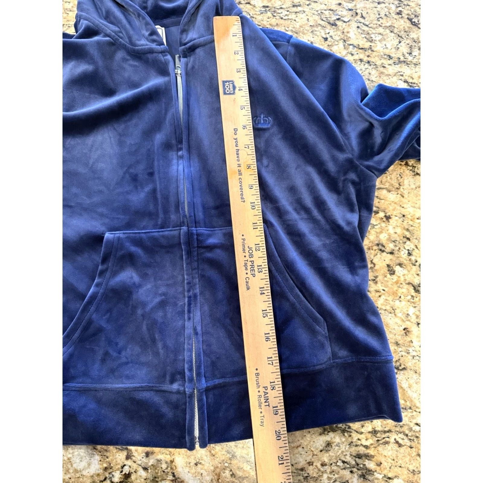 Juicy Couture Juicy Couture Hoodie Womens XL Blue Velour Full Zip Stretch Hoodie Sweatshirt Zipper Crew Neck Regular Velour Size XL / US 12-14 / IT 48-50 - 7 Thumbnail