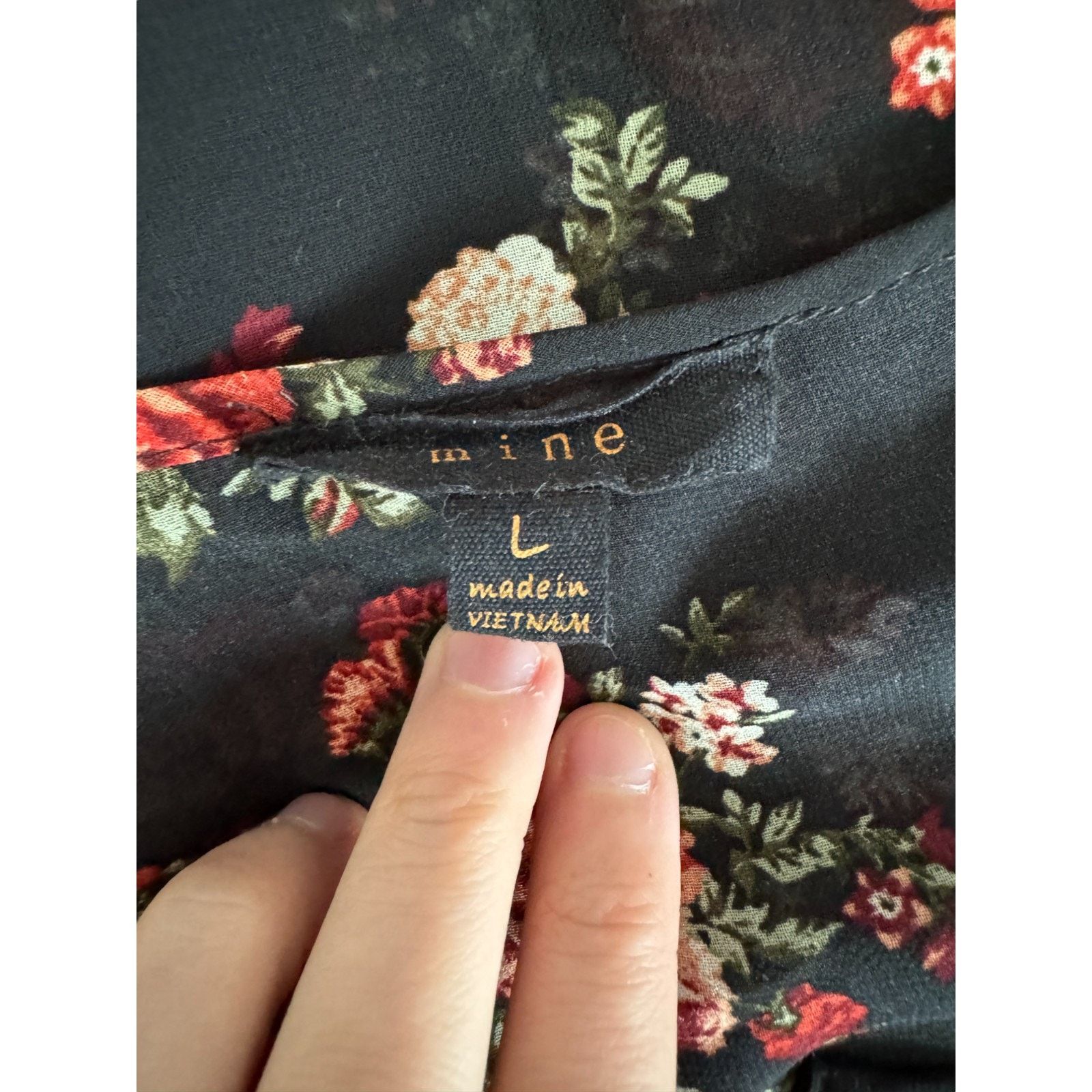 Other Mine Women Large Black Floral Sheer 3/4 Length Sleeve Blouse Size L / US 10 / IT 46 - 14 Thumbnail