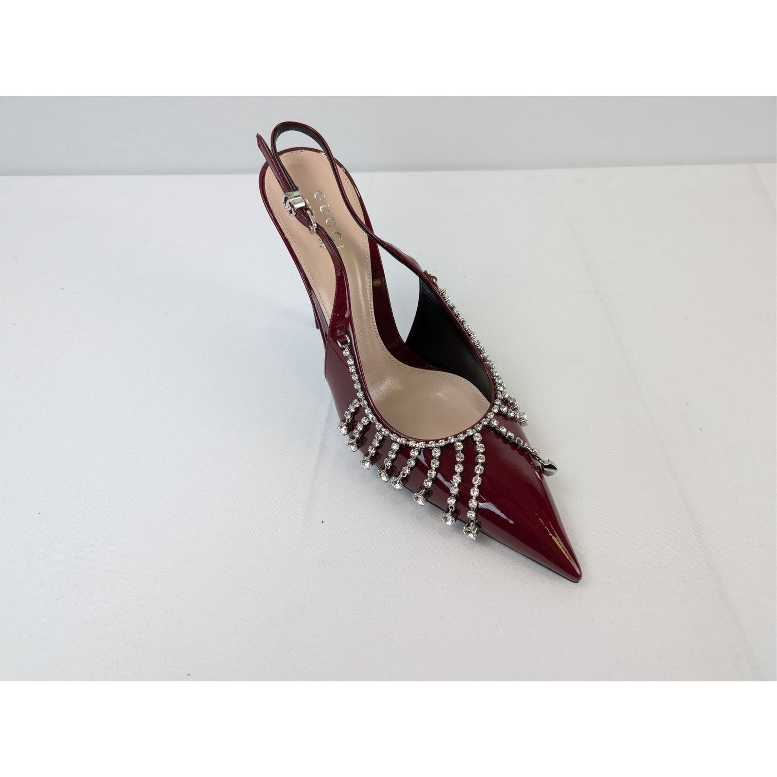 Gucci o1rshd1 Vernice crystal patent leather slingback pump Sandal Size US 9.5 / EU 42-43 - 3 Thumbnail