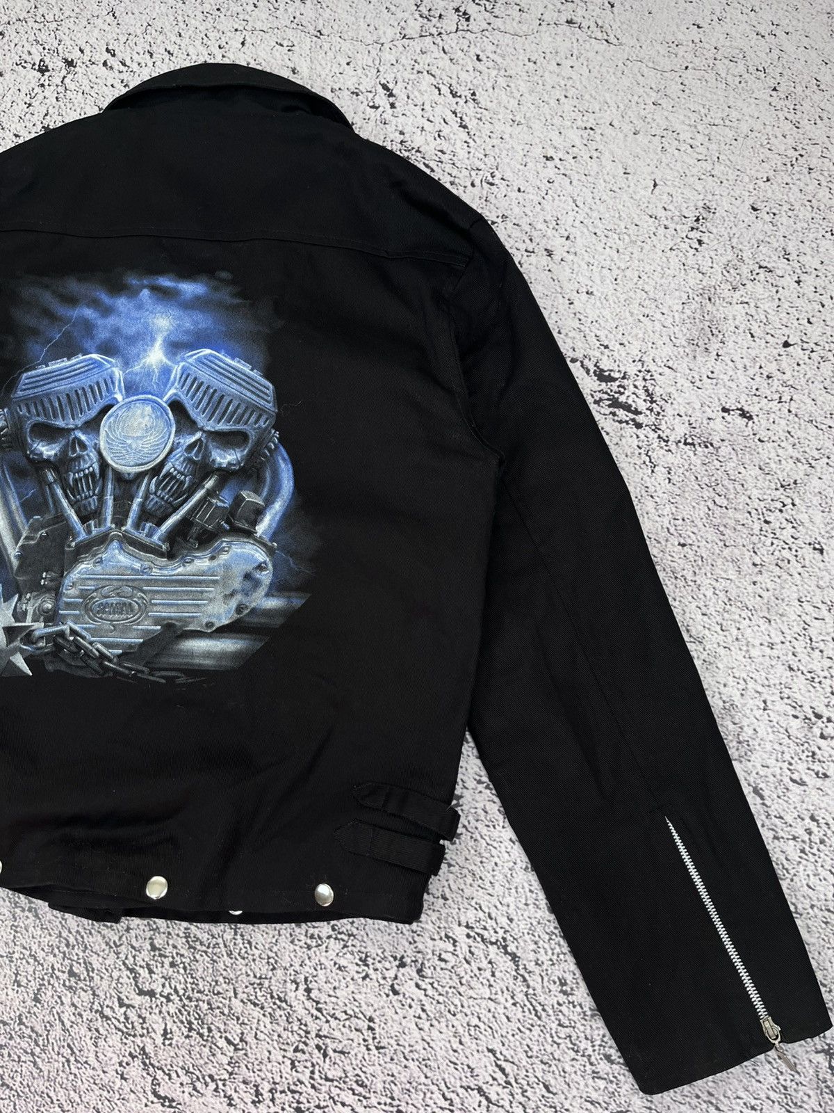 Japanese Brand Vintage Zipper Perfecto Biker Opium Skull Denim Jacket Size US L / EU 52-54 / 3 - 10 Thumbnail