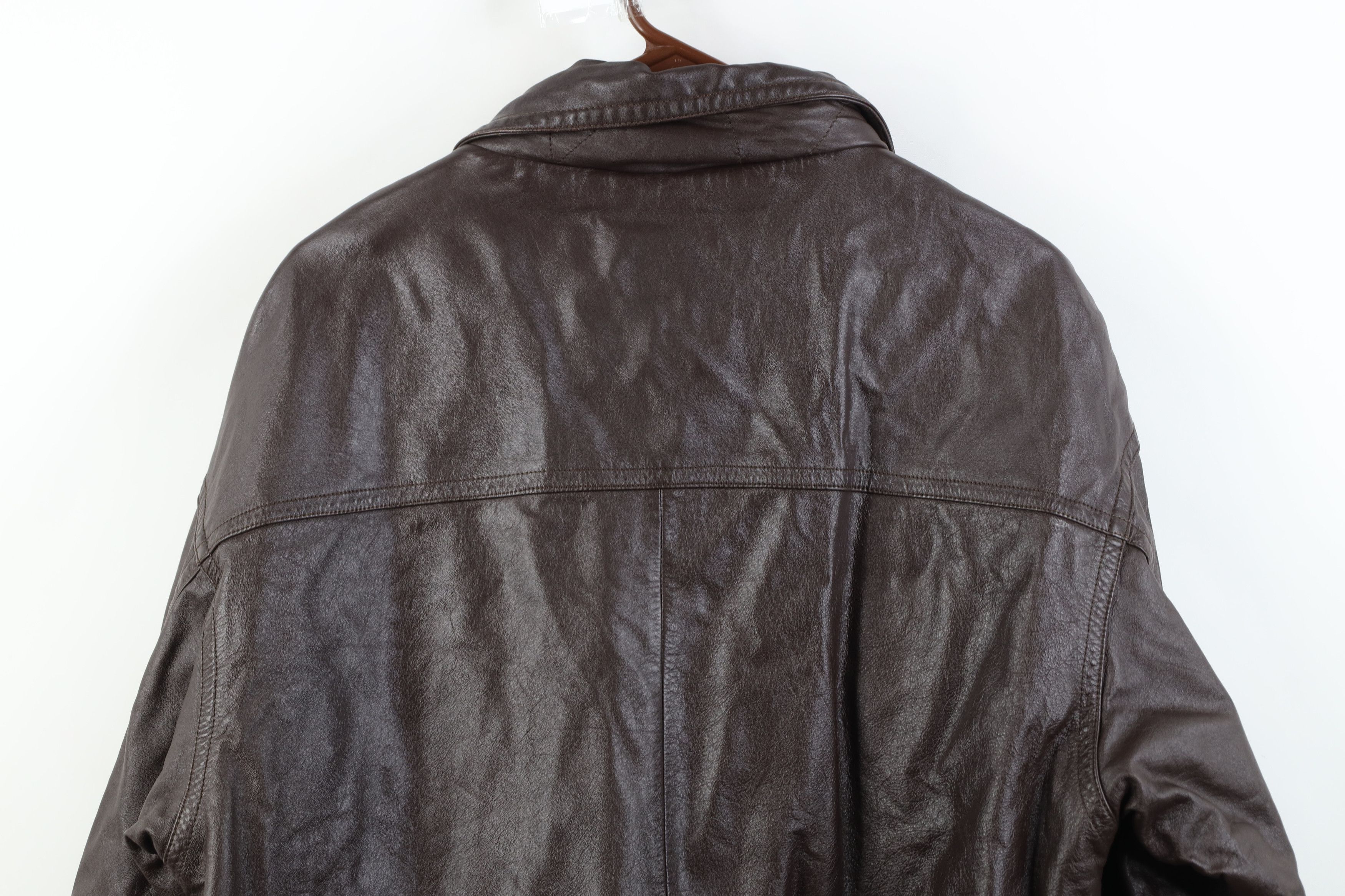 Vintage Vintage 90s Streetwear Quilted Leather Bomber Jacket Brown Size US M / EU 48-50 / 2 - 15 Thumbnail
