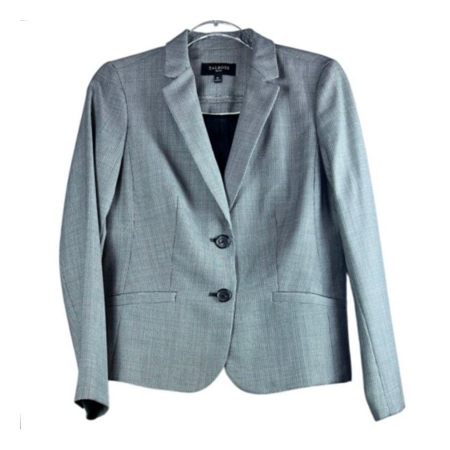 Talbots Talbots Petite 8P Gray Wool Blend Blazer Tailored Structured Size M / US 6-8 / IT 42-44 - 2 Thumbnail