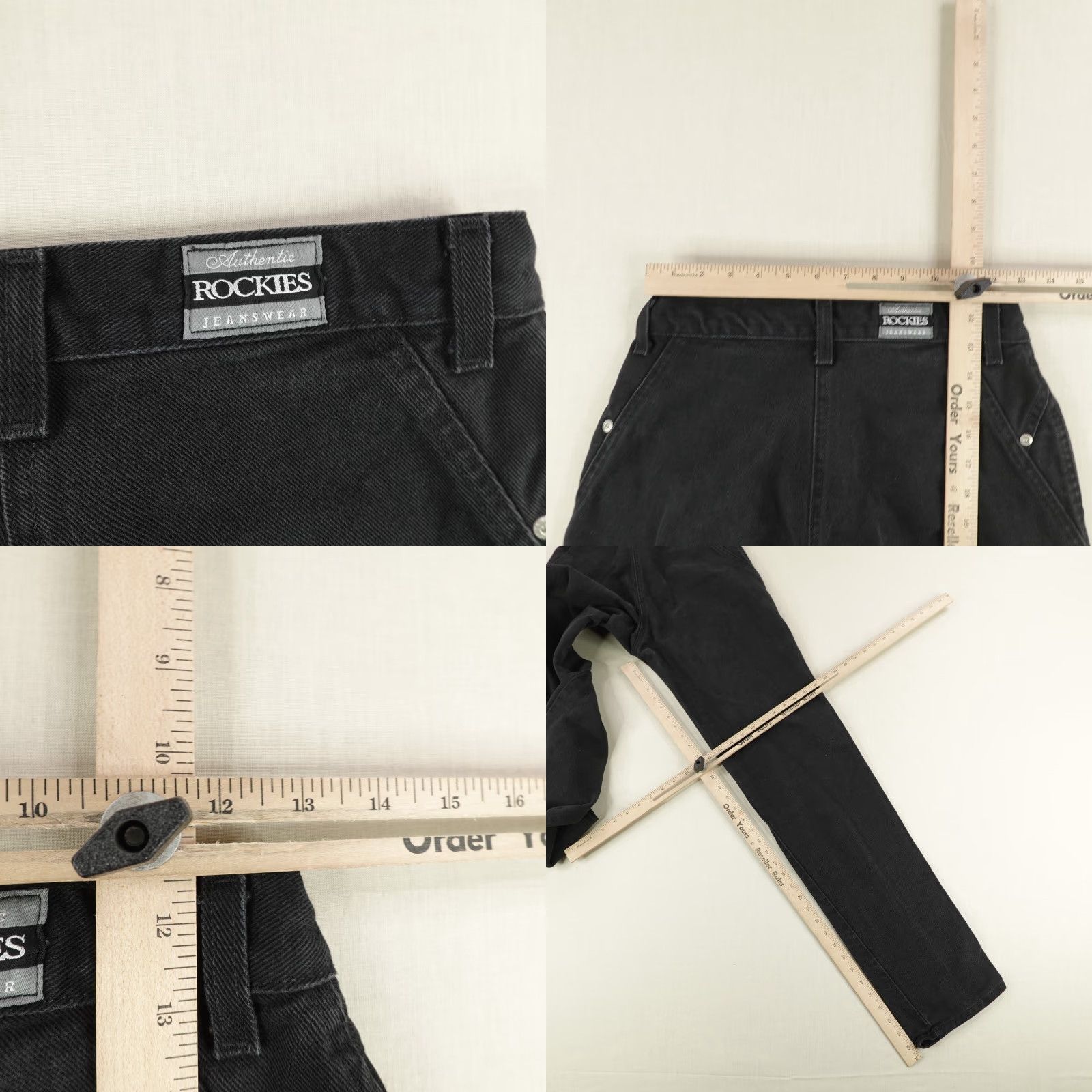 Vintage Rockies Jeans Womens 30 Black Denim High Rise Cowboy Straight Jeans Size 26" / US 2 / IT 38 - 8 Thumbnail