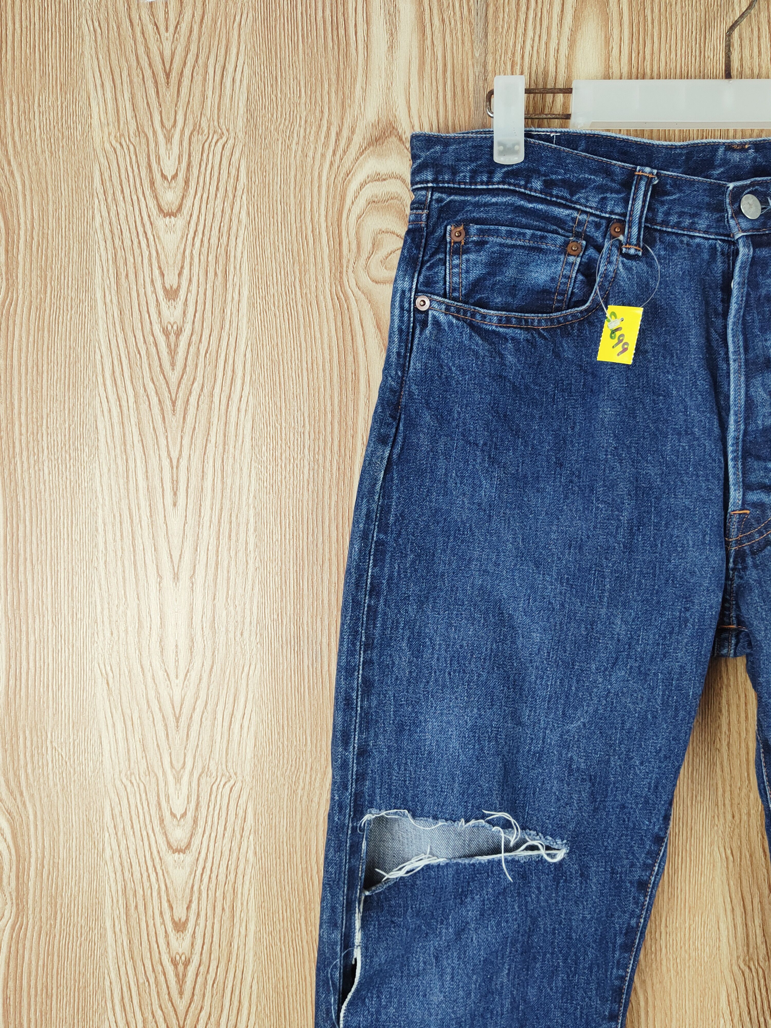 READYMADE DL Unused Readymade Distressed Ripped selvedge Jeans #S2699 Size US 33 - 3 Thumbnail