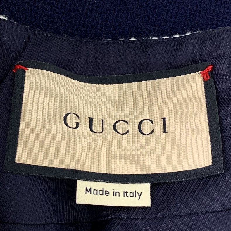 Gucci Gucci23 dark blue logo embroidered wool V-neck sleeveless d Size S / US 4 / IT 40 - 7 Thumbnail