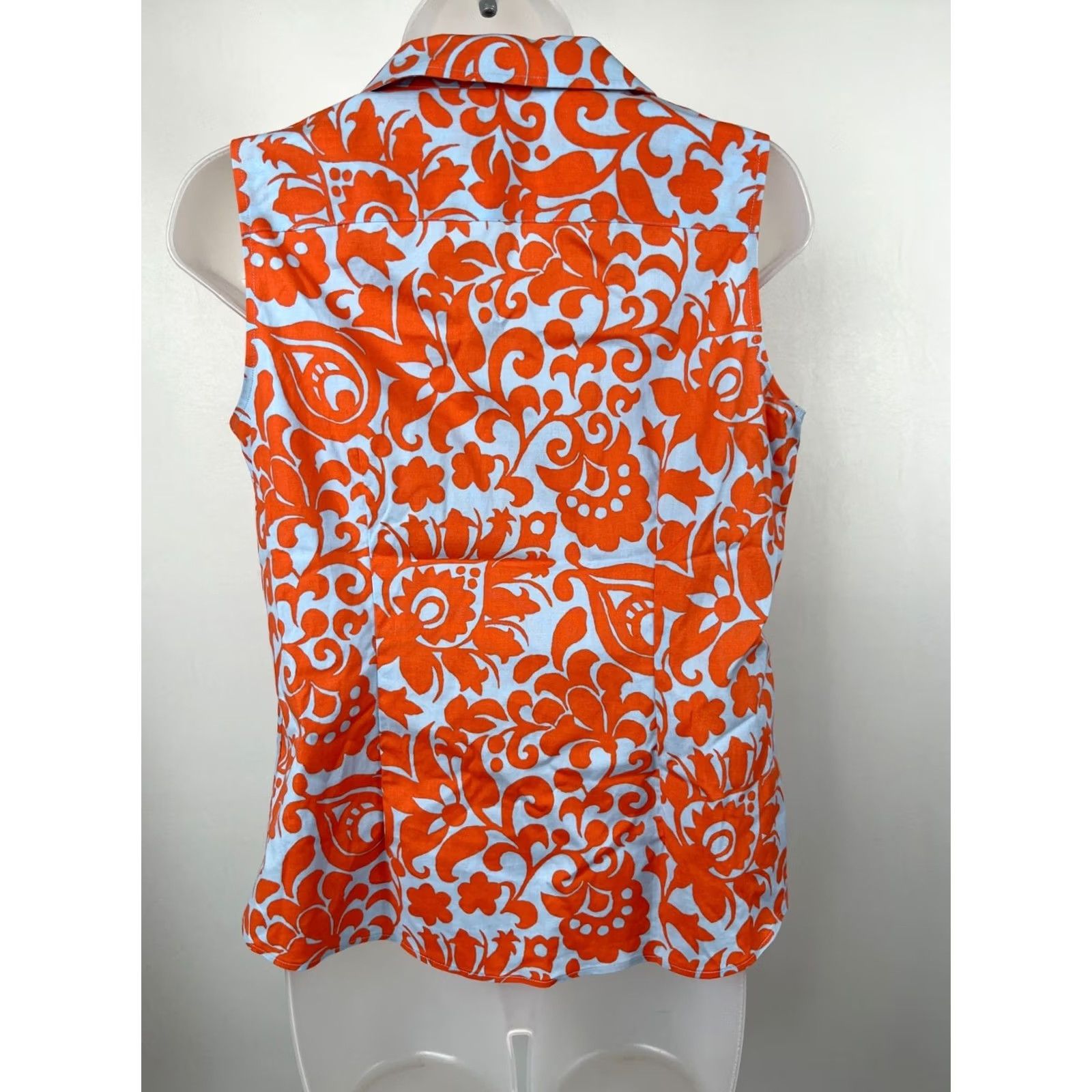 Talbots Talbots Blouse Womens 8P Orange Floral Sleeveless Button Front Non Iron Shirt Petite Size Type Blouse Womens Girls? Size M / US 6-8 / IT 42-44 - 5 Thumbnail
