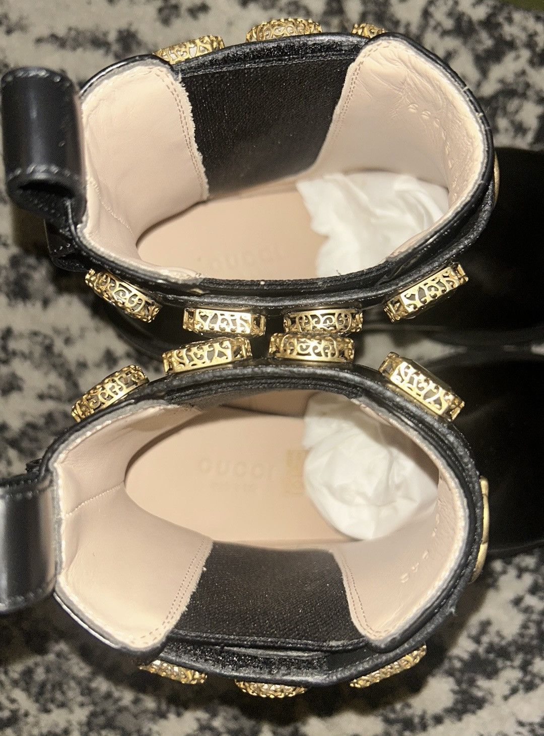 Gucci Gucci Crystal Belt 60mm Leather Ankle Boot Black Magnum Calf Size US 5.5 / IT 35.5 - 5 Thumbnail