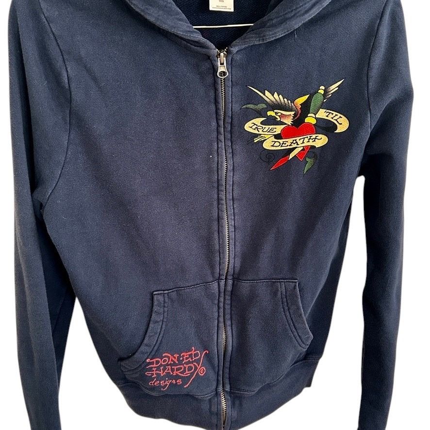 Ed Hardy Ed Hardy Christian Audigier Vintage Navy Zip Hoodie Graphic Size XS / US 0-2 / IT 36-38 - 8 Thumbnail
