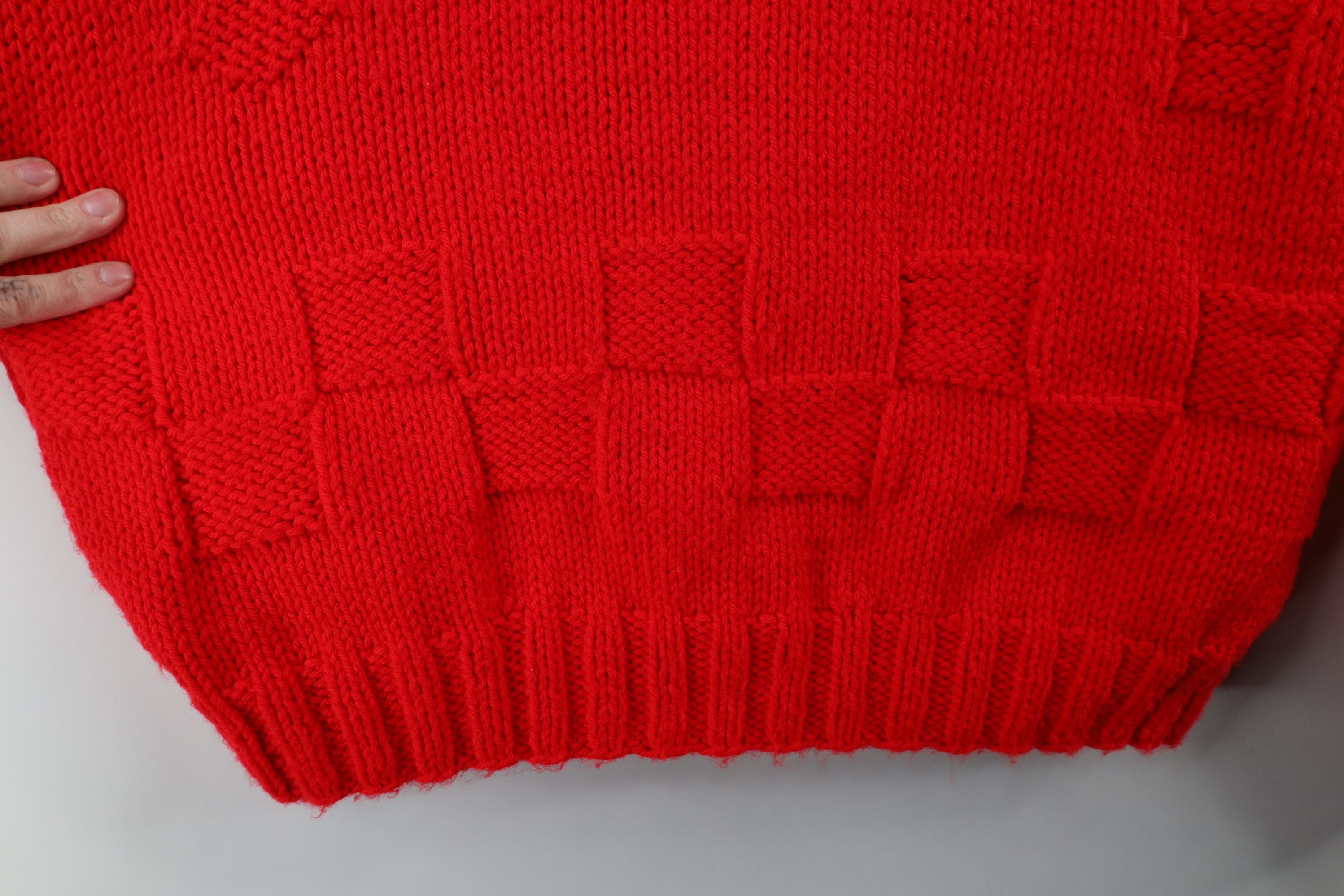 Vintage Vintage 70s Streetwear Chunky Knit Geometric Sweater Red Size XXL / US 16-18 / IT 52-54 - 8 Thumbnail
