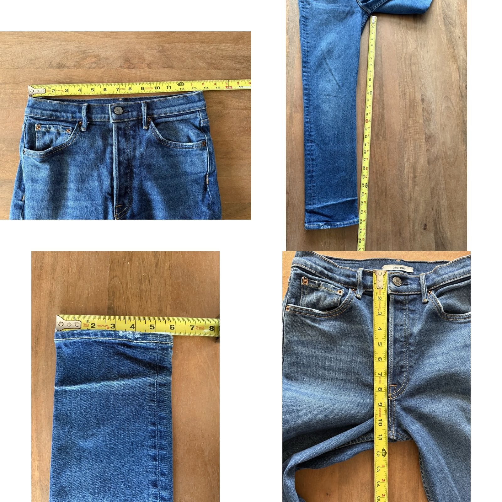 GRLFRND Grlfrnd Karolina Slim Fit High-Rise Jeans in Joan Jett Womens 27x28 Button Fly Jeans Size 27" / US 4 / IT 40 - 8 Thumbnail
