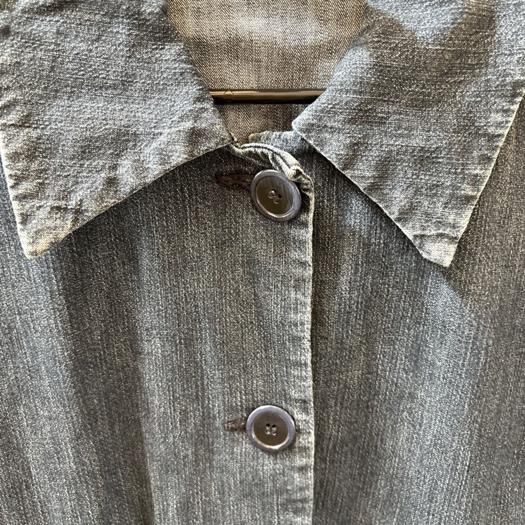 Denime VINTAGE Kikit Denim Jacket Buttons 3/4 Sleeve Pockets Belted Cotton Point Collar XL Blue Size XL / US 12-14 / IT 48-50 - 5 Thumbnail