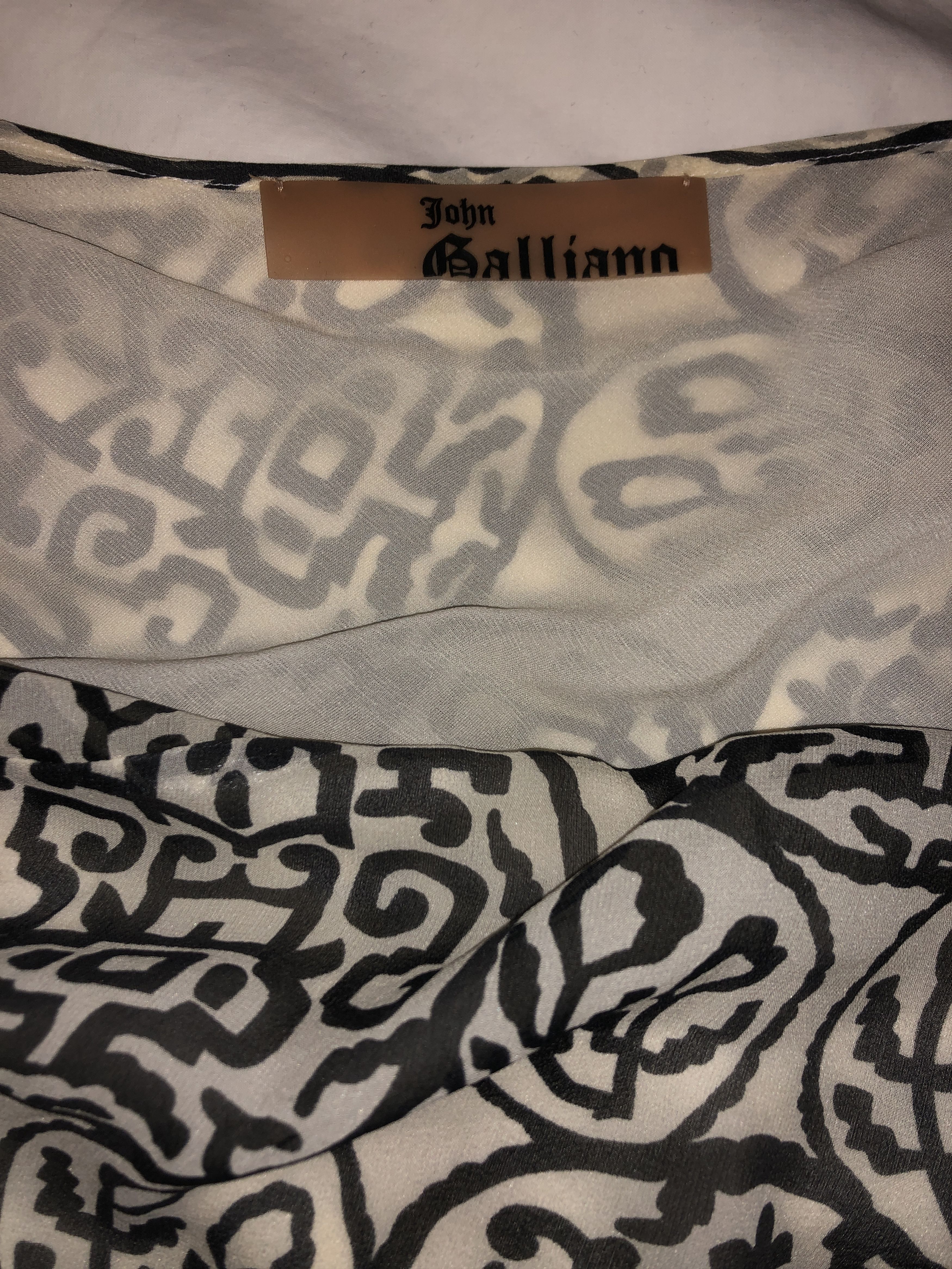 John Galliano Draped Asymmetric Printed Silk Skirt Size 27" / US 4 / IT 40 - 16 Thumbnail