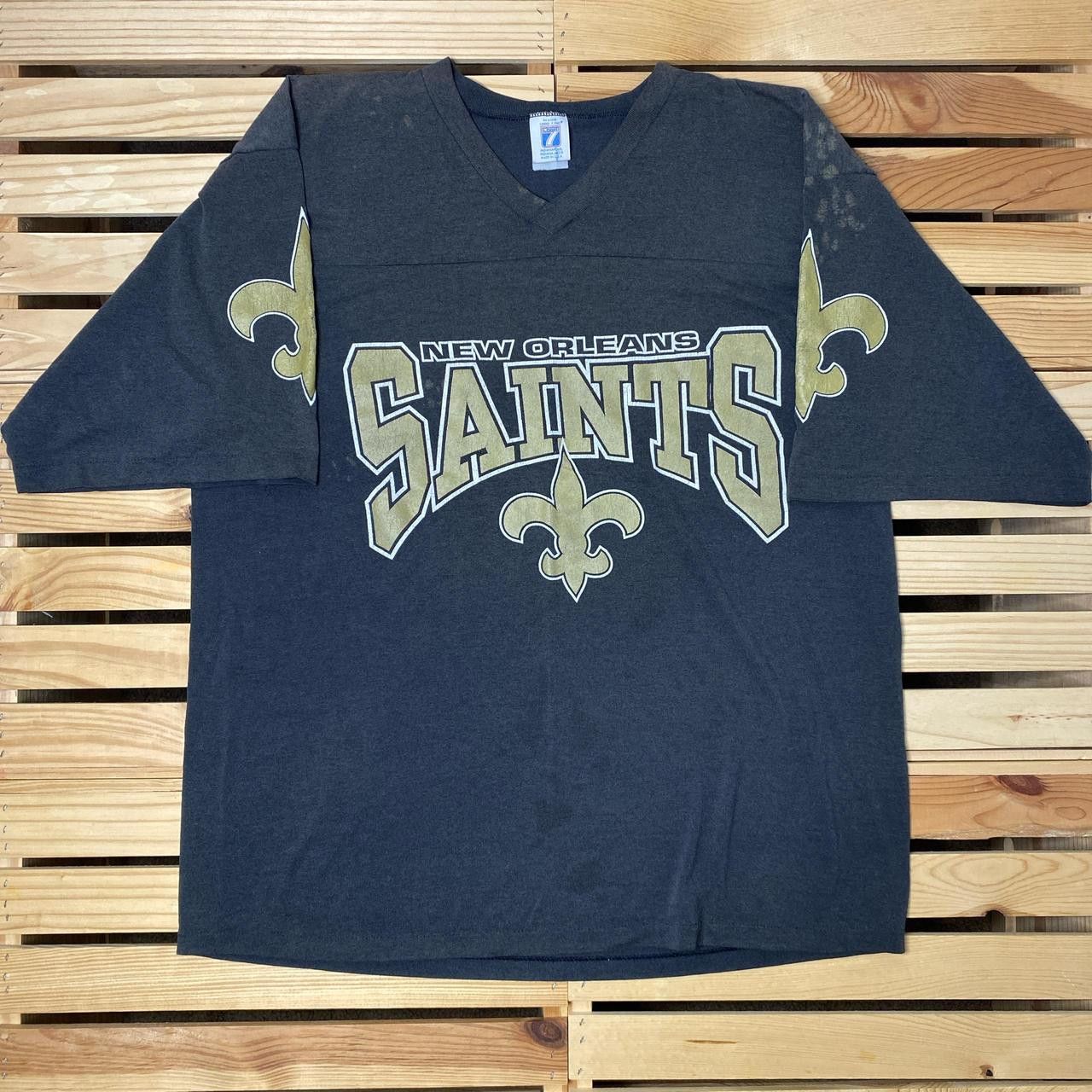 Logo 7 Vintage NFL New Orleans Saints Black Football Tee Size 2XL Size US XXL / EU 58 / 5 - 1 Thumbnail