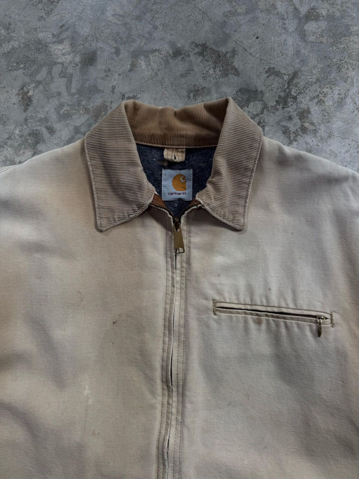 Carhartt × Vintage Vintage 80s Beige Carhartt Detroit Jacket Size US L / EU 52-54 / 3 - 3 Thumbnail