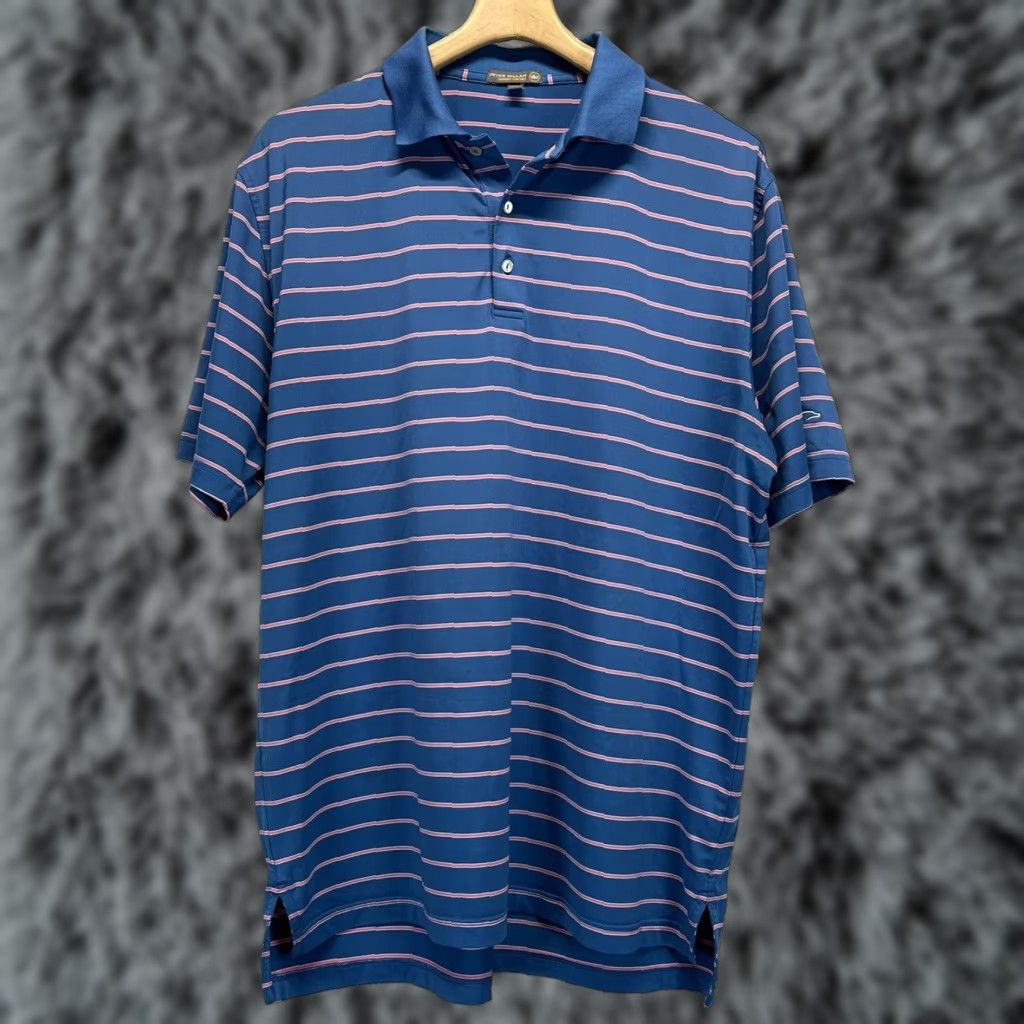 Peter Millar Peter Millar Summer Comfort Striped Golf Polo Shirt Sz Large Short Sleeve Blue Size US L / EU 52-54 / 3 - 1 Thumbnail