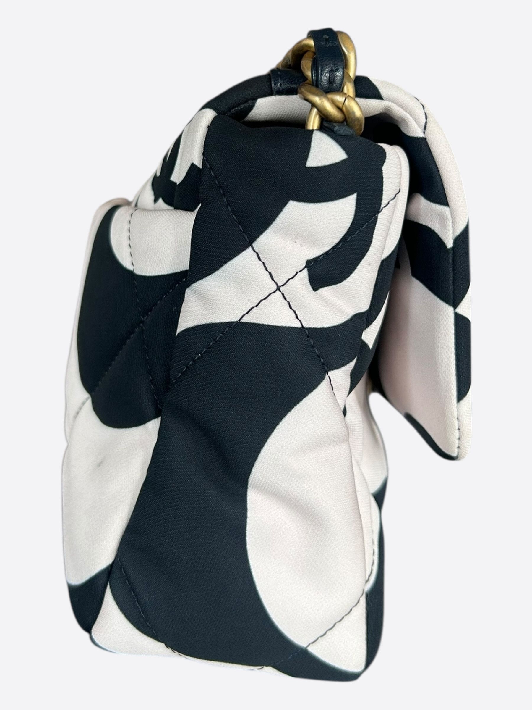 Chanel Chanel Black & White CC Fabric Medium 19 Flap Bag Size ONE SIZE - 2 Thumbnail