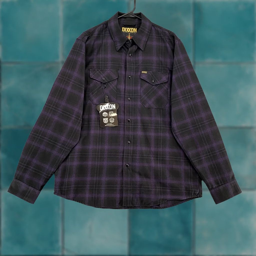 Vintage Dixxon Emperor Flannel Shirt Mens Large Purple Black Plaid Snap Front D-Tech Shirt Size US L / EU 52-54 / 3 - 1 Thumbnail