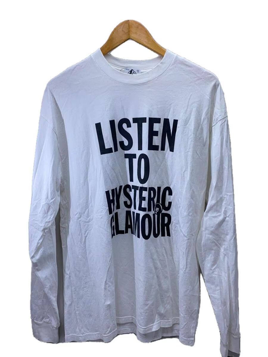 image of Hysteric Glamour Listen To Hysteric Long Sleeve Tee in White, Men's (Size Large)