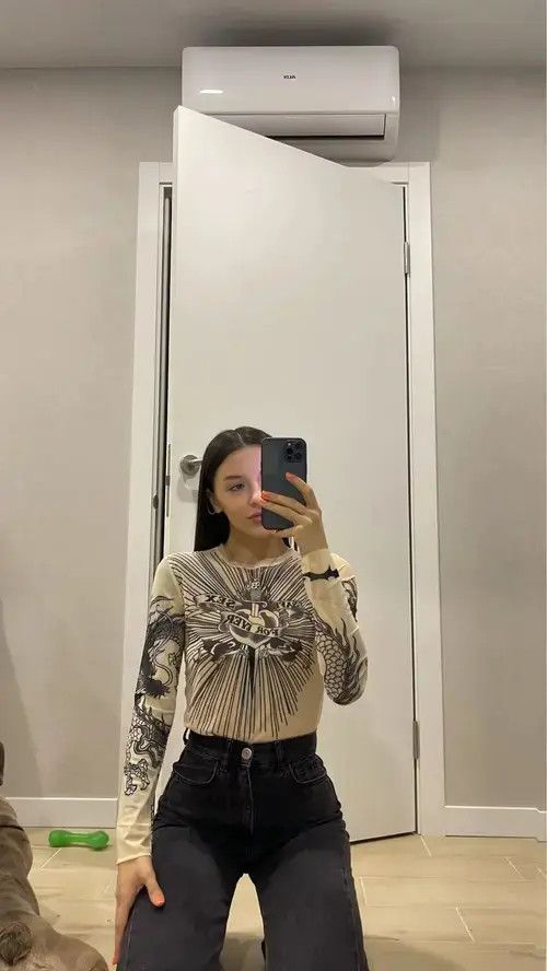 Japanese Brand Bodycon T-shirt Gothic Skull Printed Size S / US 4 / IT 40 - 3 Thumbnail