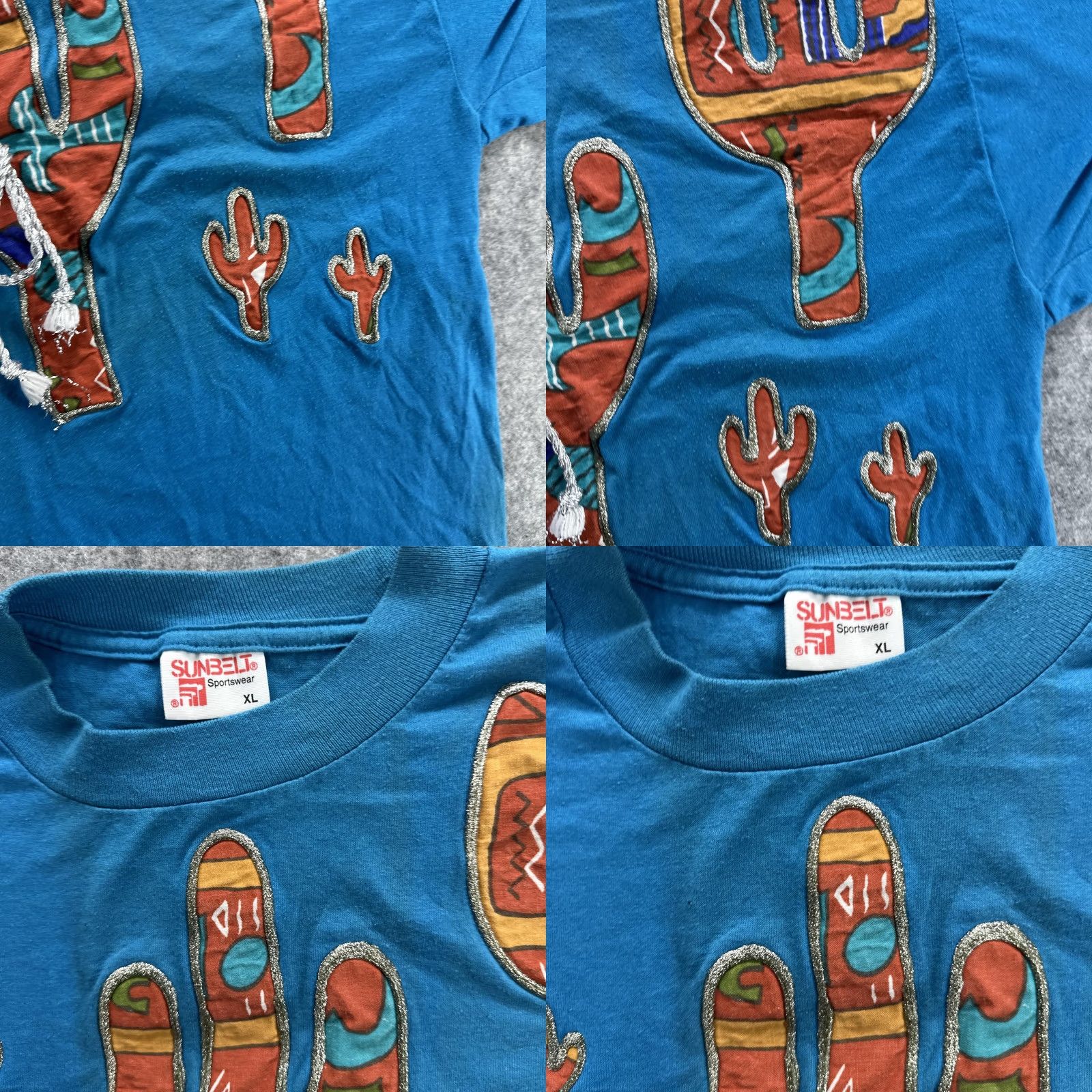 Vintage VINTAGE Sunbelt Shirt Mens XL Blue Southwestern Cactus Applique Made USA 90s Size US XL / EU 56 / 4 - 8 Thumbnail