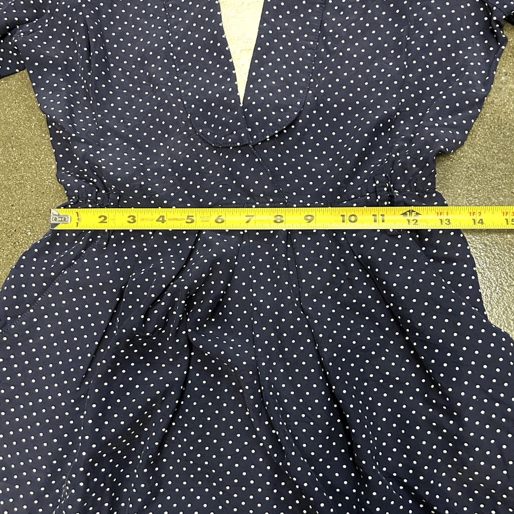 Vintage VINTAGE S.L. Petites Dress Womens Petite Small Navy White Polka Dot V Neck 80s Size M / US 6-8 / IT 42-44 - 5 Thumbnail
