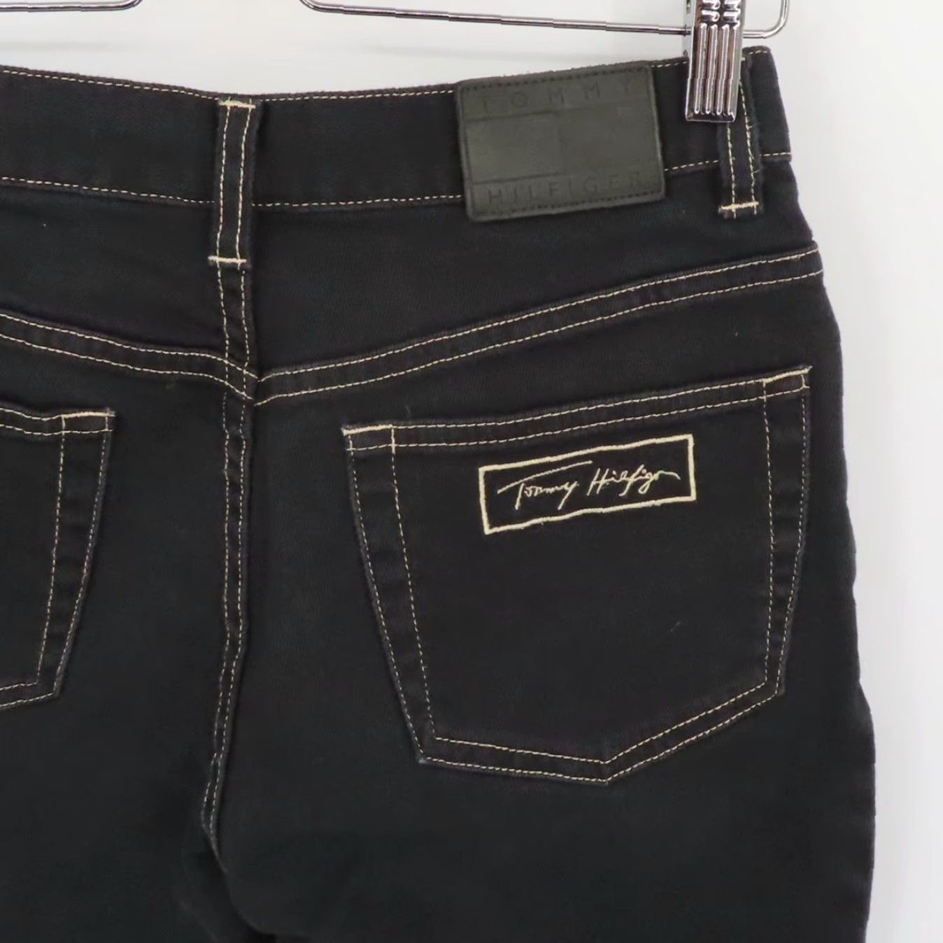 Tommy Hilfiger VINTAGE Tommy Hilfiger Women Jeans Denim 5-Pocket Black Embroidered Pocket Cotton Blend 6 Straight N Womens Size 28" / US 6 / IT 42 - 7 Thumbnail