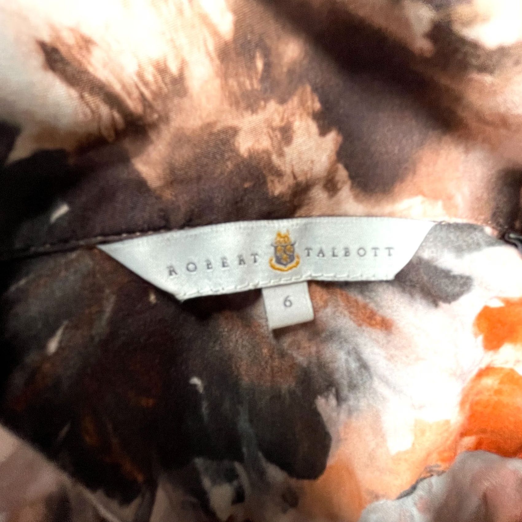 Robert Talbott Robert Talbott Womens Size 6 Brown Orange Floral Long Sleeve Shirt Wide-Cuffs Size M / US 6-8 / IT 42-44 - 3 Thumbnail