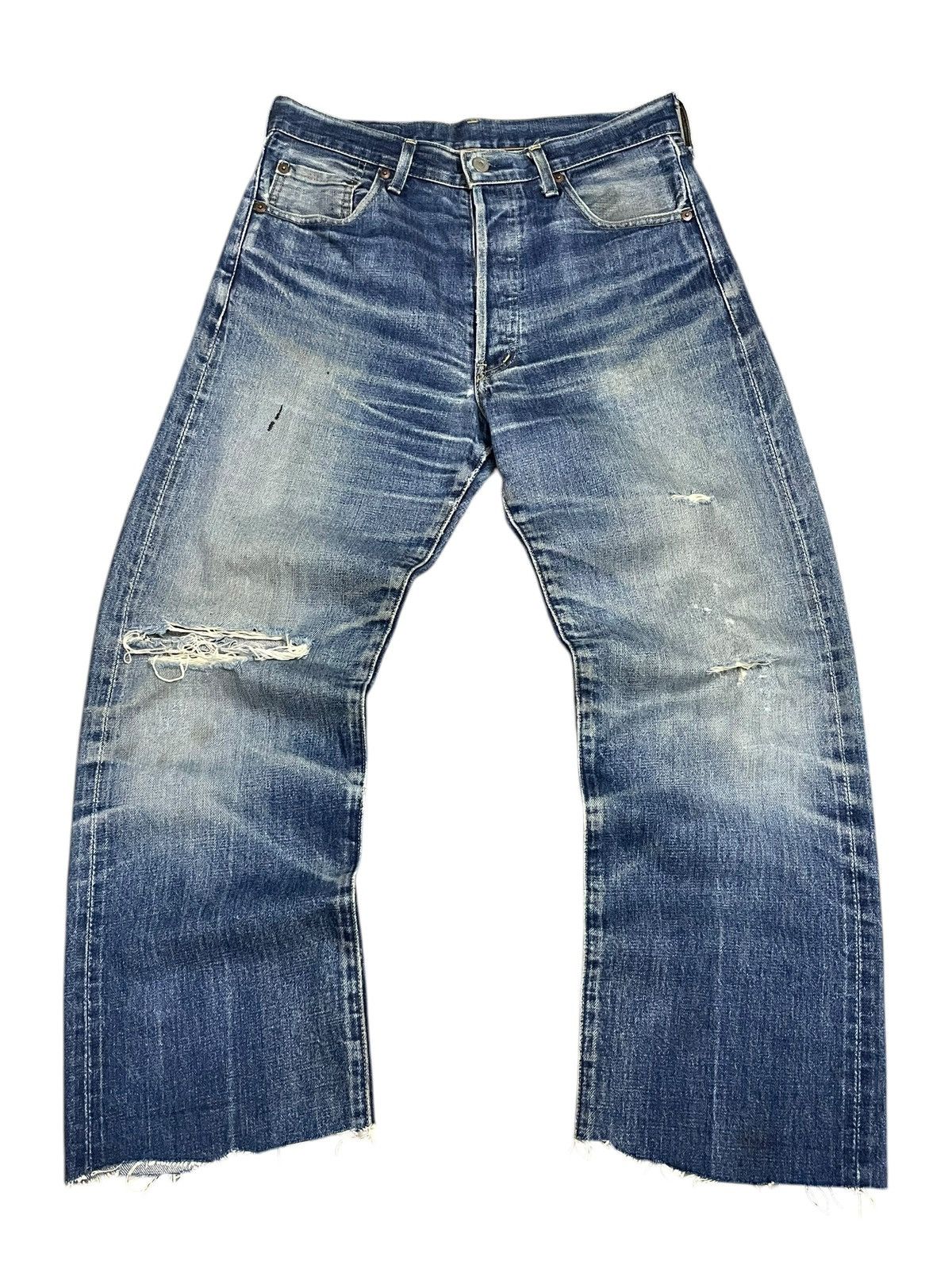 Levi's Vintage 80s Levi’s Big E Salvaged Distressed Cropped Jeans Size US 31 - 3 Thumbnail