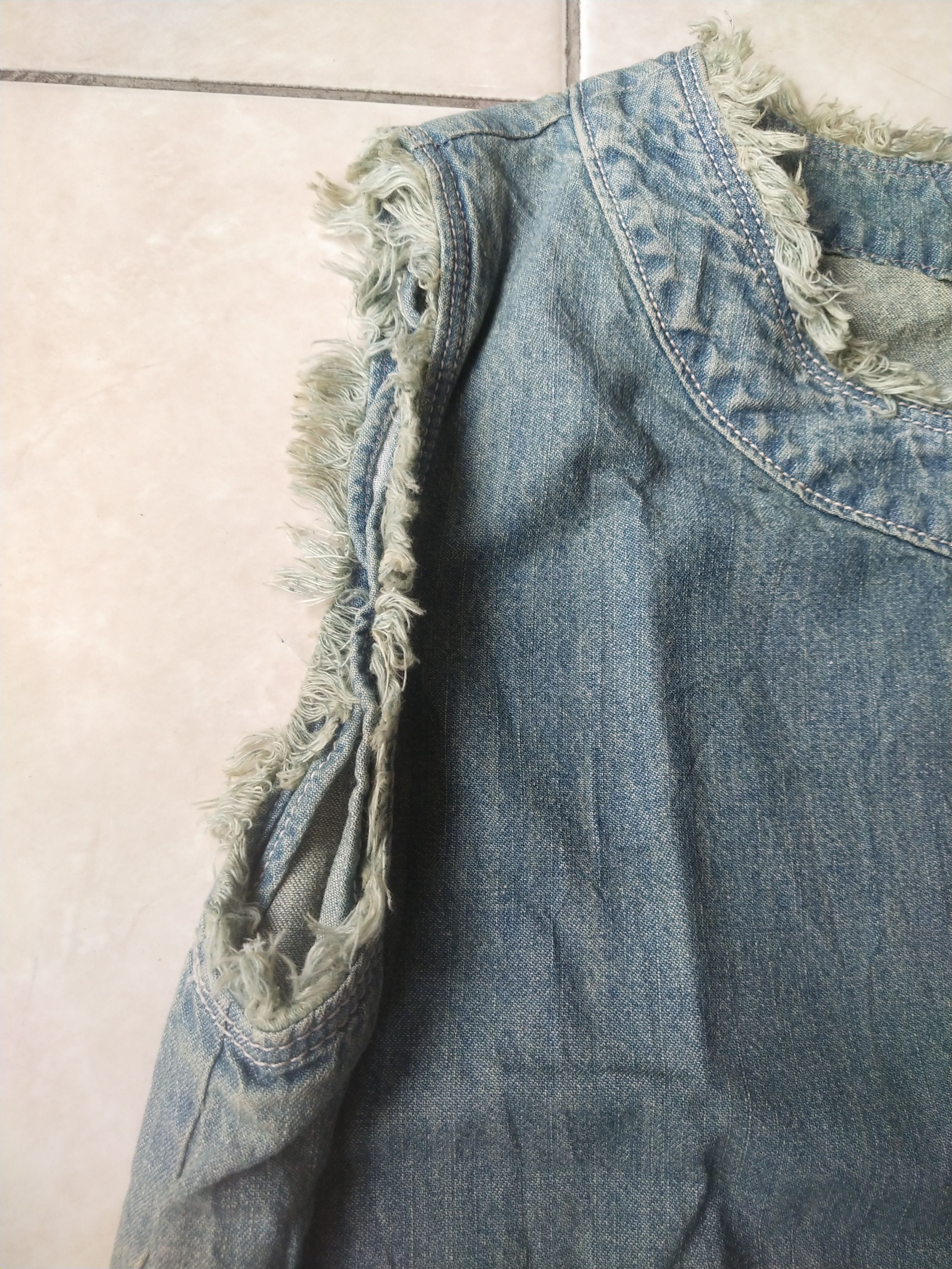 GOA GOA Japan Frayed Denim Sleeveless Top Grunge Size M / US 6-8 / IT 42-44 - 3 Thumbnail