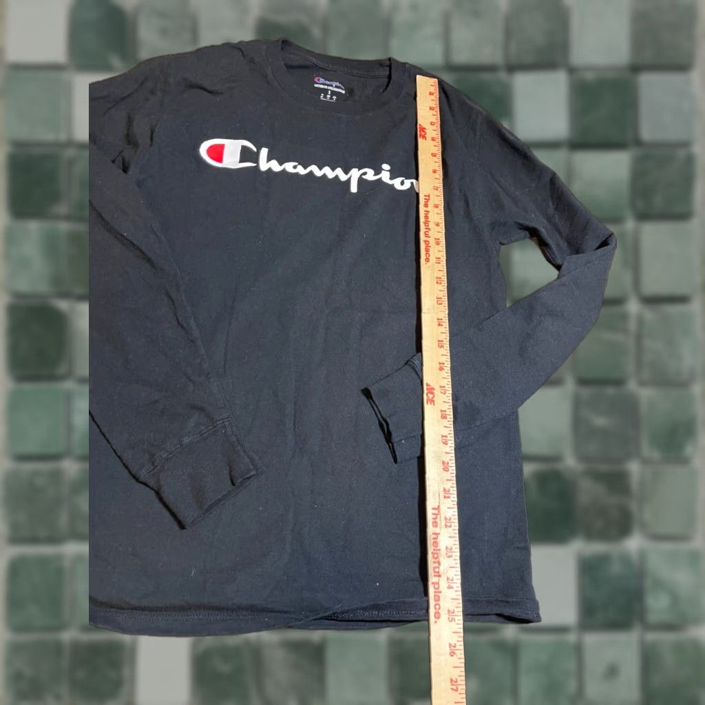 Champion Champion Shirt Womens Small Long Sleeve Black Logo Cotton Blend Crew Neck T-Shirt Short Sleeve? Size S / US 4 / IT 40 - 1 Thumbnail