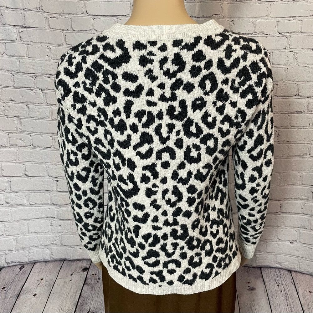 Other Yes Lola Leopard Print Cotton Blend Long Sleeve Cropped Swe Size XS / US 0-2 / IT 36-38 - 4 Thumbnail