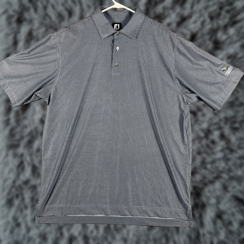Footjoy FootJoy Polo Shirt Men's XL Blue Check Geometric Print Tennessee Nationals Logo Golf Short Sleeve Collared Pullover Breathable Athletic Sport Shirt Size US XL / EU 56 / 4 - 1 Thumbnail